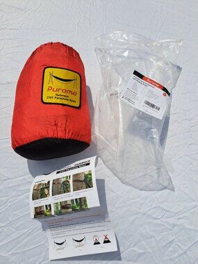 New Puroma Double Camping Hammock 118"x78" 210T Parachute Nylon Straps Red Black